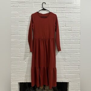 Lush Burnt Orange Tiered Dress